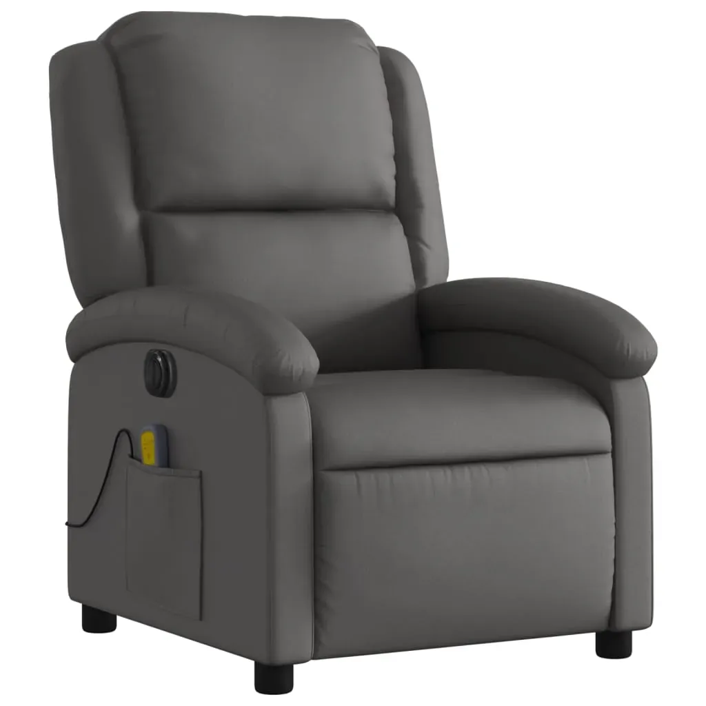 Electric Massage Recliner Chair Grey Real Leather Price