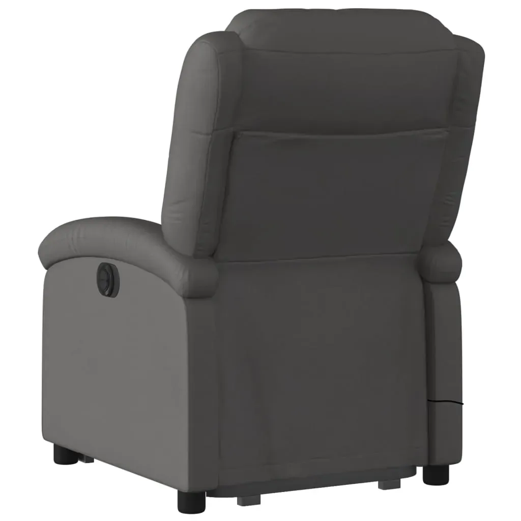 Electric Stand up Massage Recliner Chair Grey Real Leather Price