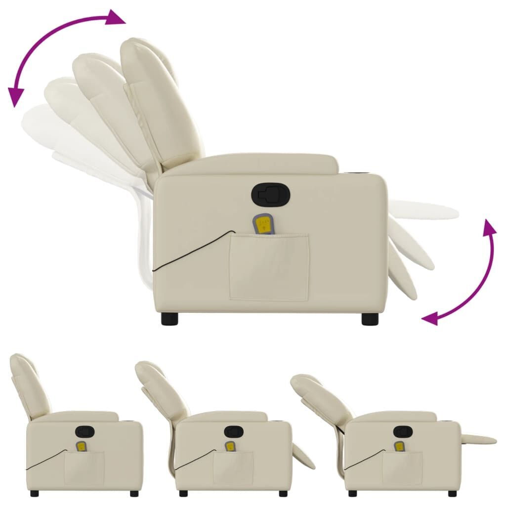 Massage Recliner Chair Cream Faux Leather Price