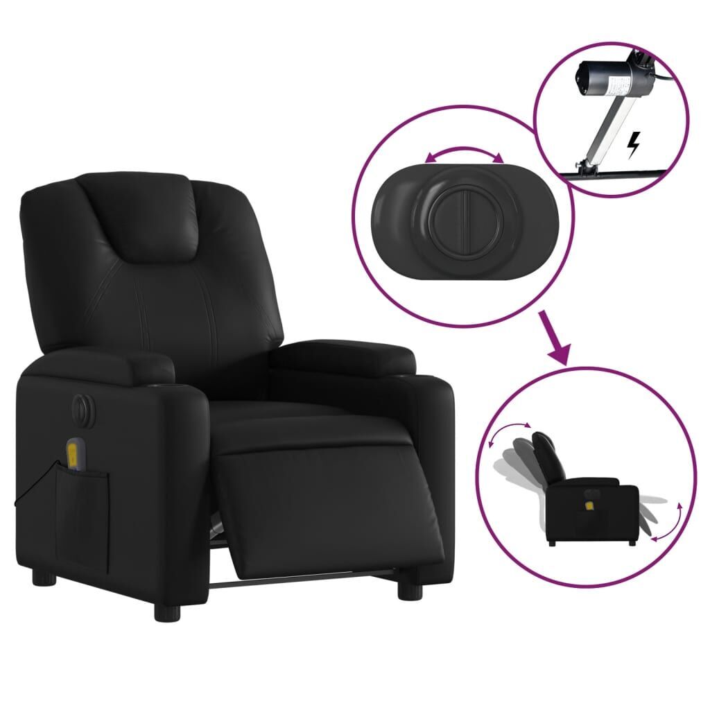 Electric Massage Recliner Chair Black Faux Leather Price
