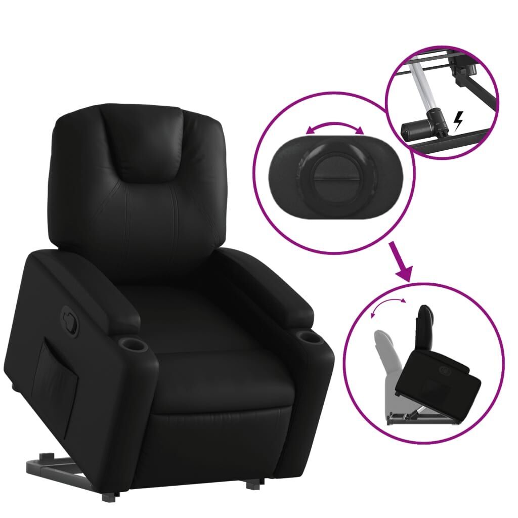 Stand up Recliner Chair Black Faux Leather Price