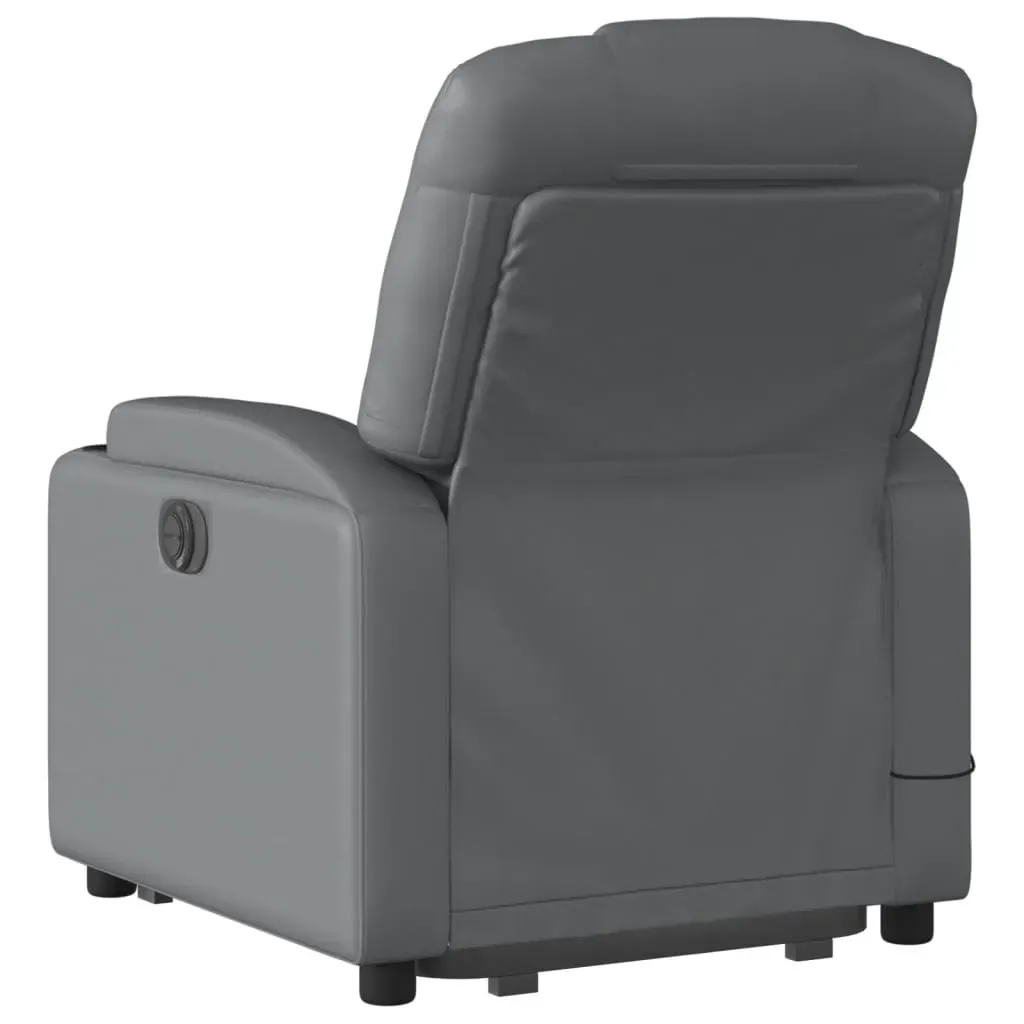 Stand up Massage Recliner Chair Grey Faux Leather Price
