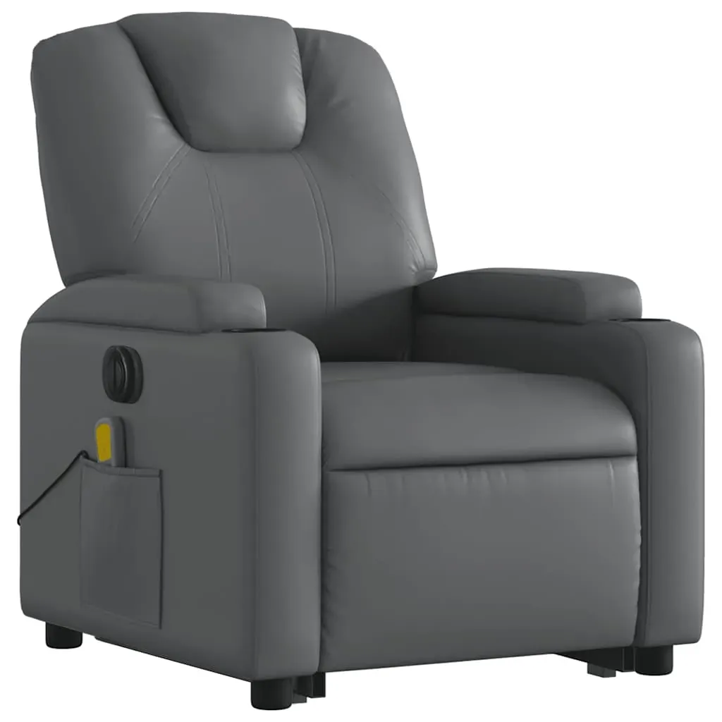 Electric Stand up Massage Recliner Chair Grey Faux Leather Price
