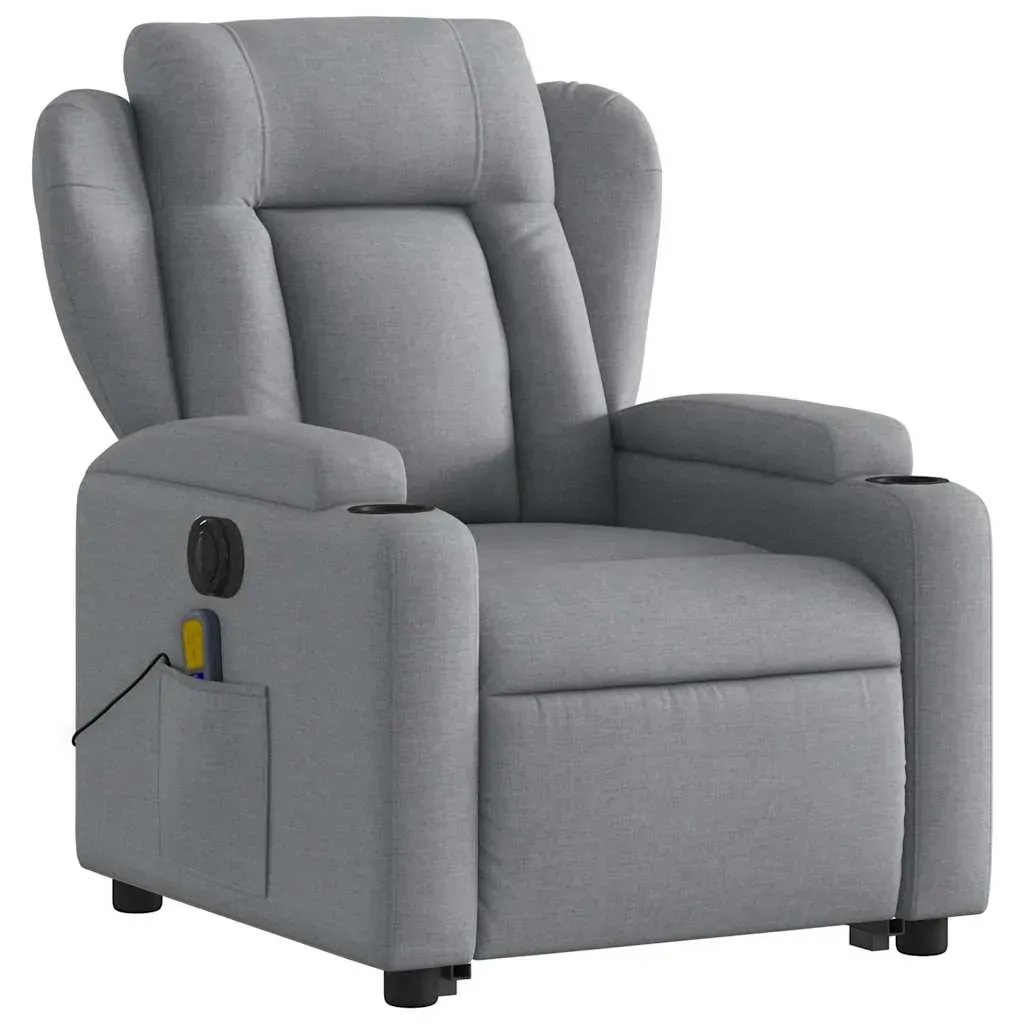 Electric Stand up Massage Recliner Chair Light Grey Fabric Price