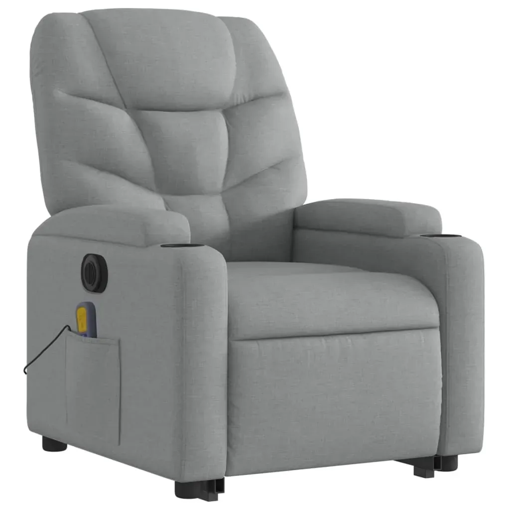 Electric Stand up Massage Recliner Chair Light Grey Fabric Price