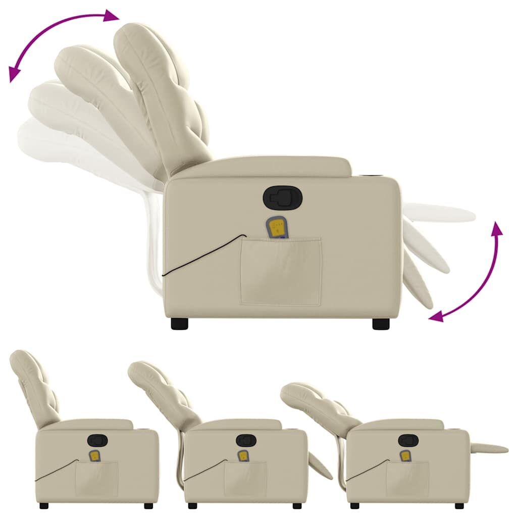 Massage Recliner Chair Cream Faux Leather Price