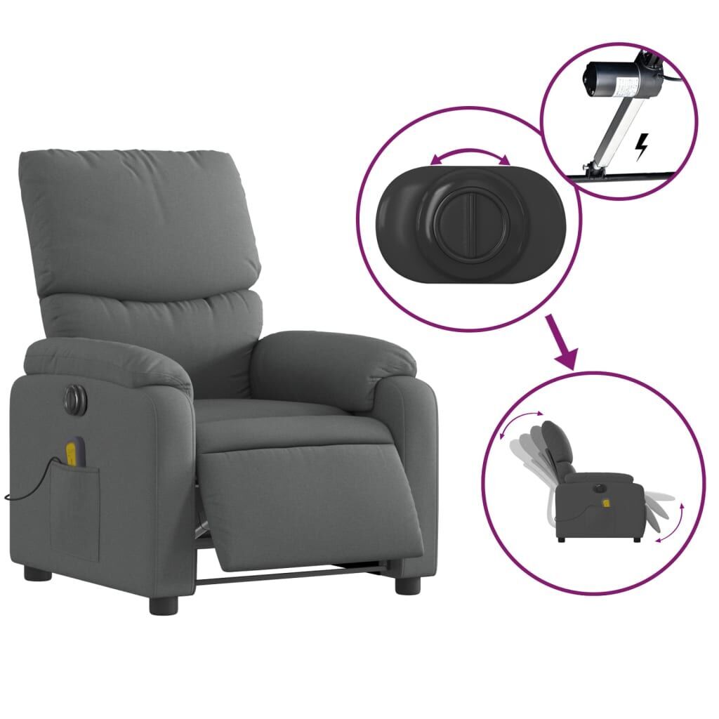 Electric Massage Recliner Chair Dark Grey Fabric Price