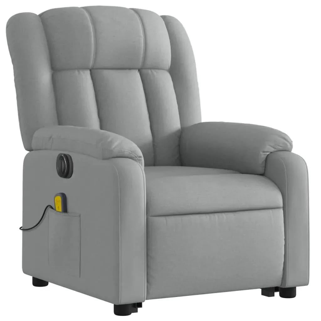 Electric Stand up Massage Recliner Chair Light Grey Fabric Price