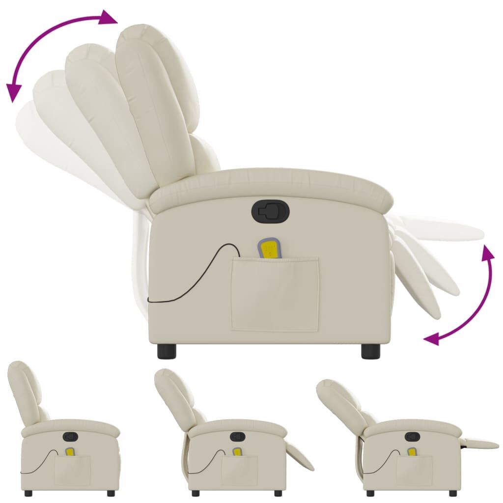 Massage Recliner Chair Cream Faux Leather Price