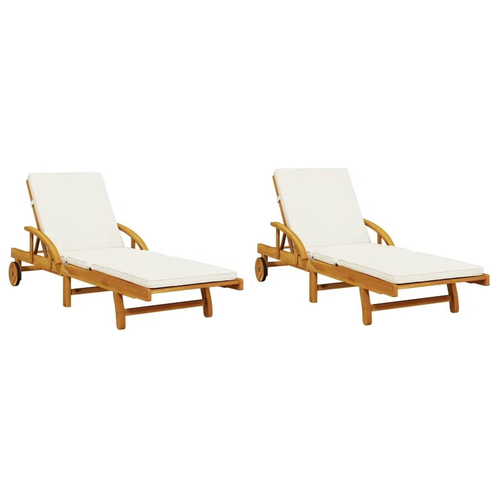 Sun Loungers 2 pcs with Table Solid Wood Acacia Price