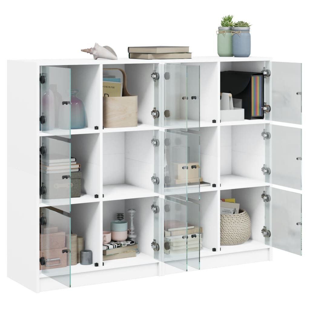 Bookcase with Doors White 136x37x109 cm Engineered Wood Price
