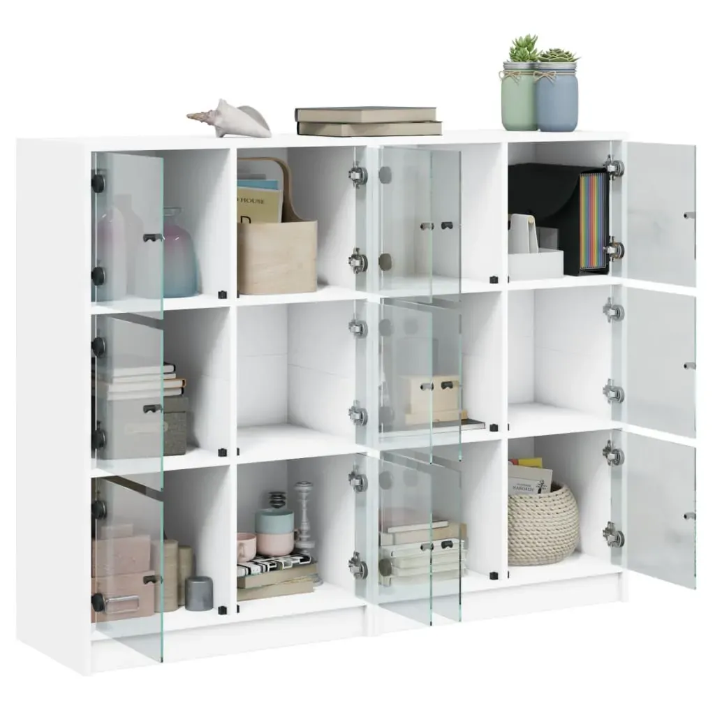 Bookcase with Doors White 136x37x109 cm Engineered Wood Price