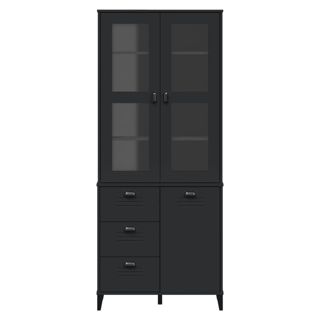 Highboard VIKEN Black 80x40x190 cm Solid Wood Pine Price