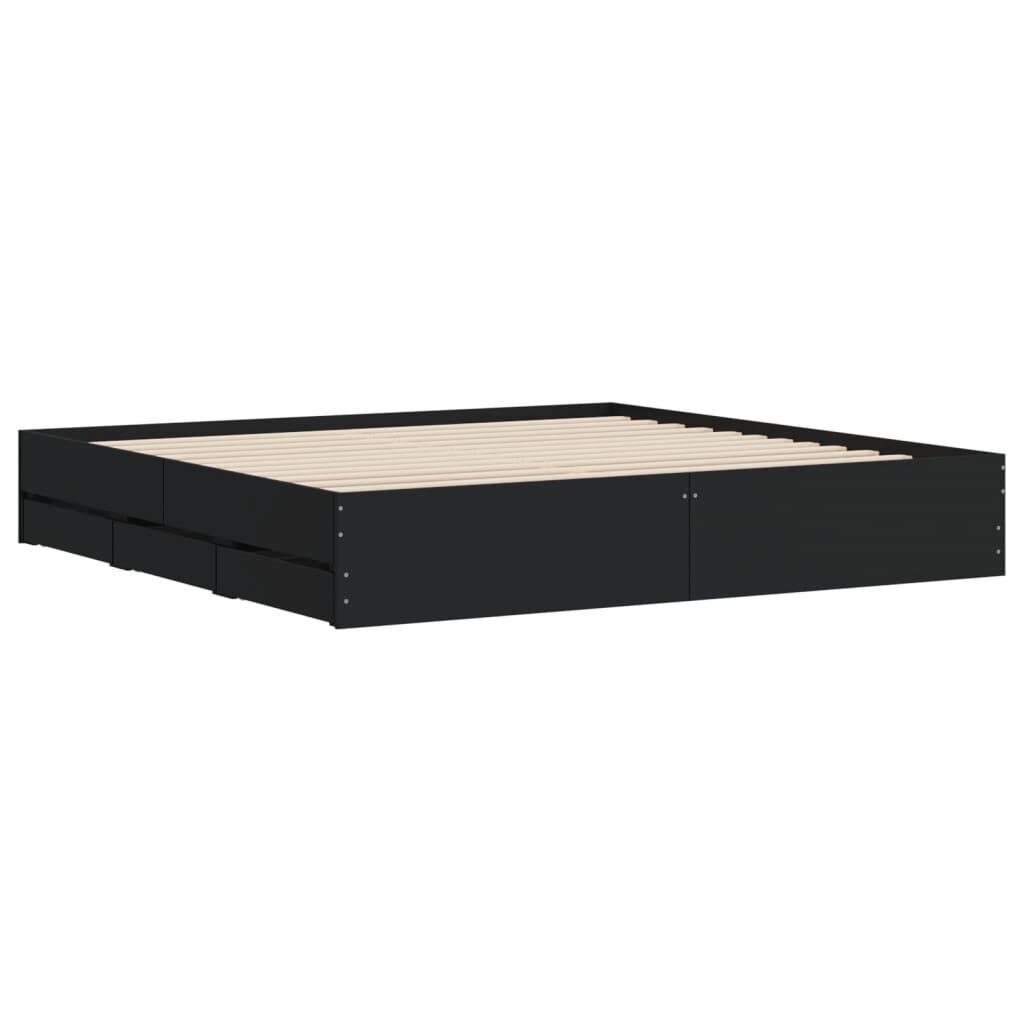 Bed Frame with Drawers without Mattress Black 183x203 cm King Price