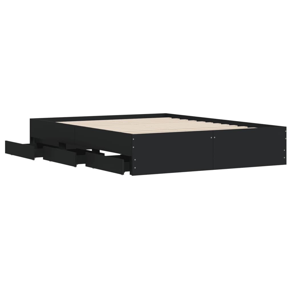 Bed Frame with Drawers without Mattress Black 150x200 cm Price