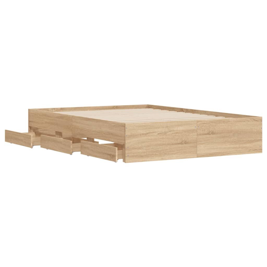 Bed Frame with Drawers without Mattress Sonoma Oak 135x190 cm Price
