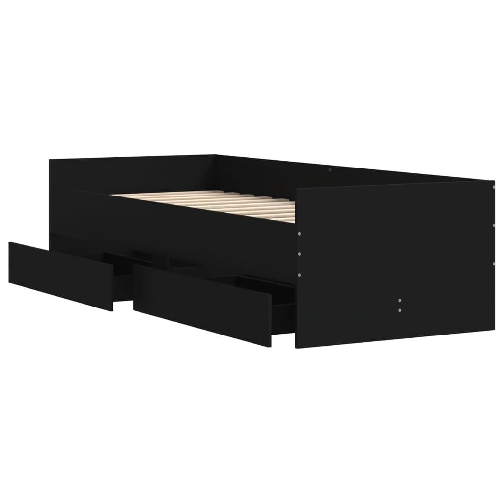 Bed Frame with Drawers without Mattress Black 90x190 cm Price