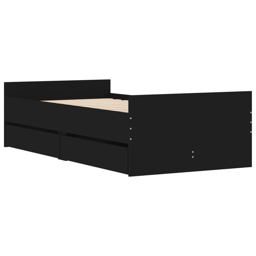 Bed Frame with Drawers without Mattress Black 90x190 cm Price