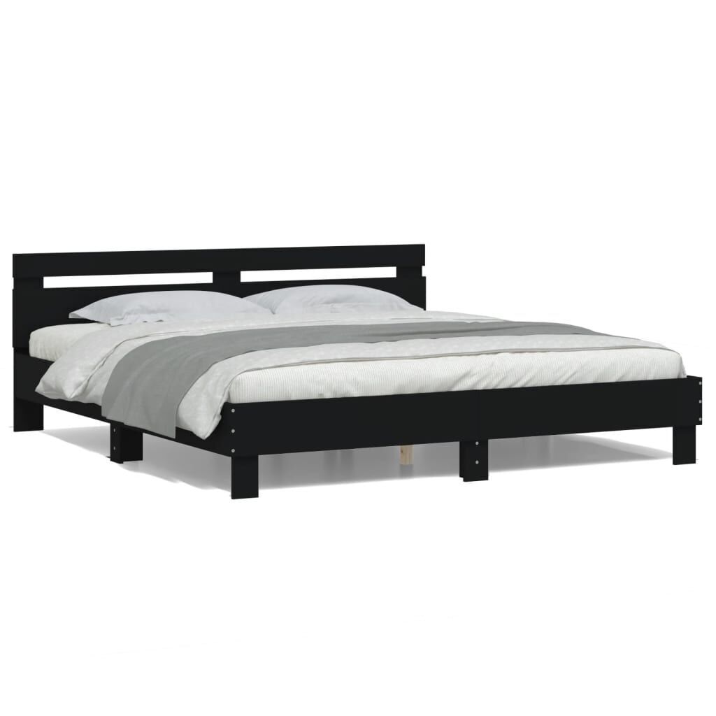 Bed Frame with LED without Mattress Black 183x203 cm King Price