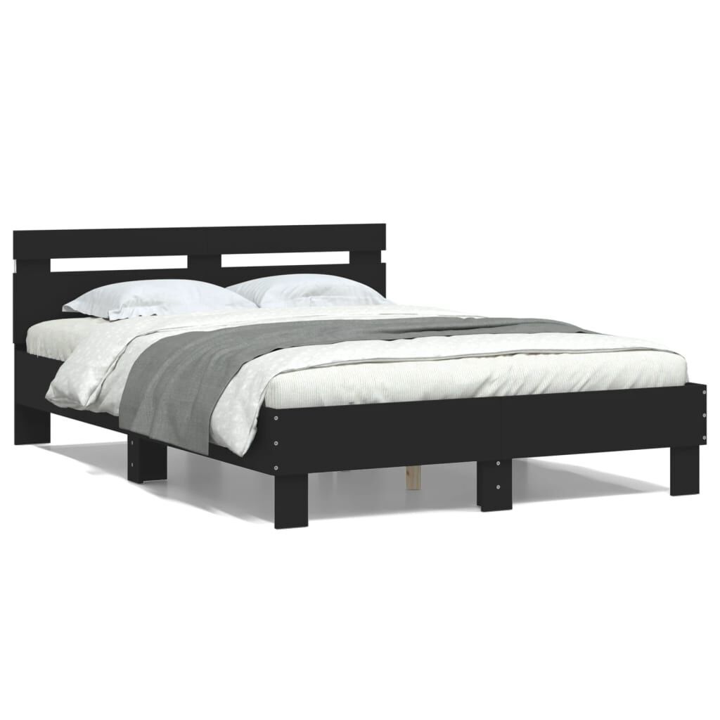 Bed Frame with LED without Mattress Black 135x190 cm Price
