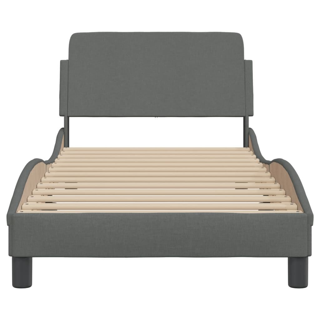Bed Frame without Mattress Dark Grey 90x190 cm Fabric Price