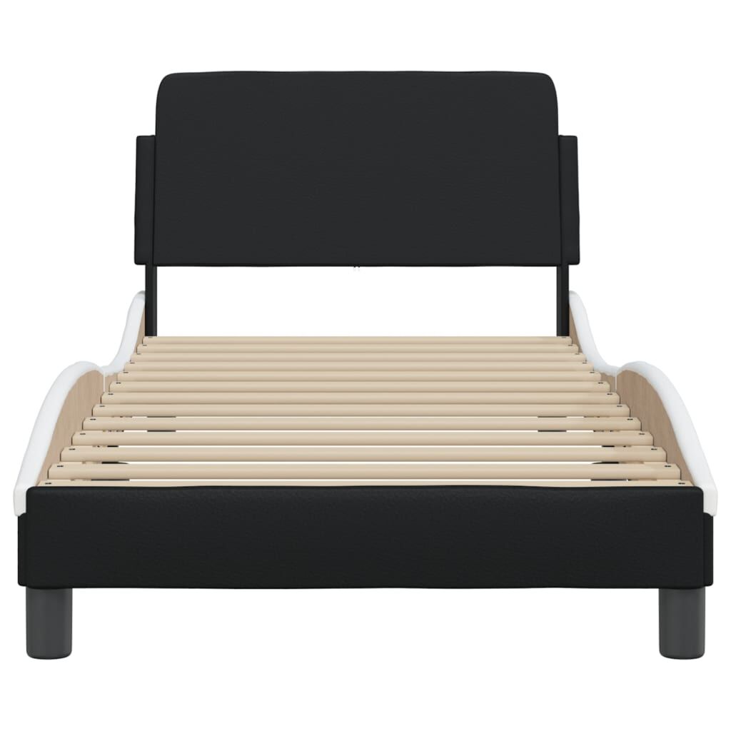 Bed Frame without Mattress Black and White 90x190 cm Faux Leather Price