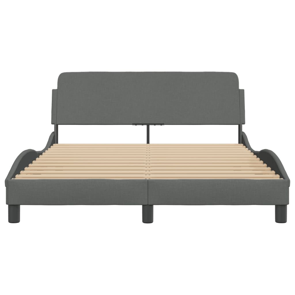 Bed Frame without Mattress Dark Grey 137x187 cm Double Fabric Price