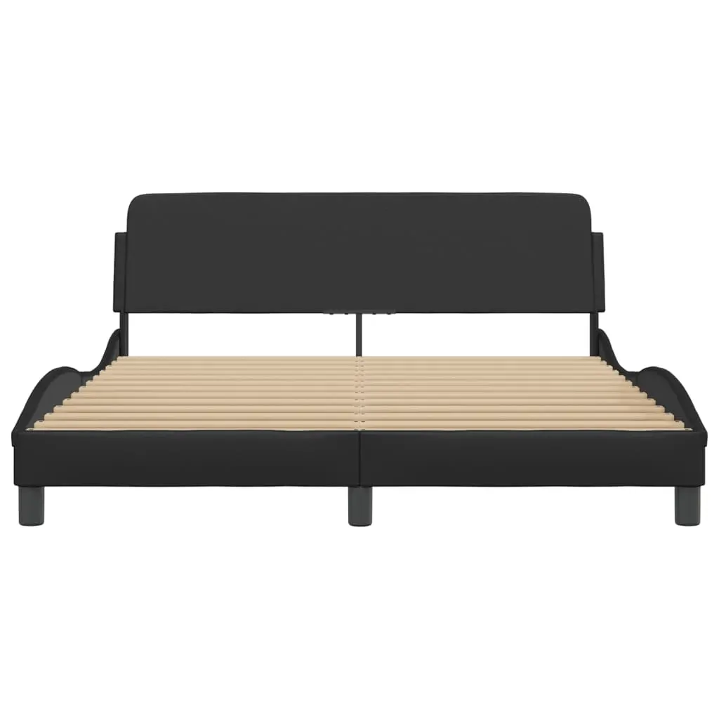 Bed Frame "Dover" Black 152x203 cm Queen Faux Leather Price