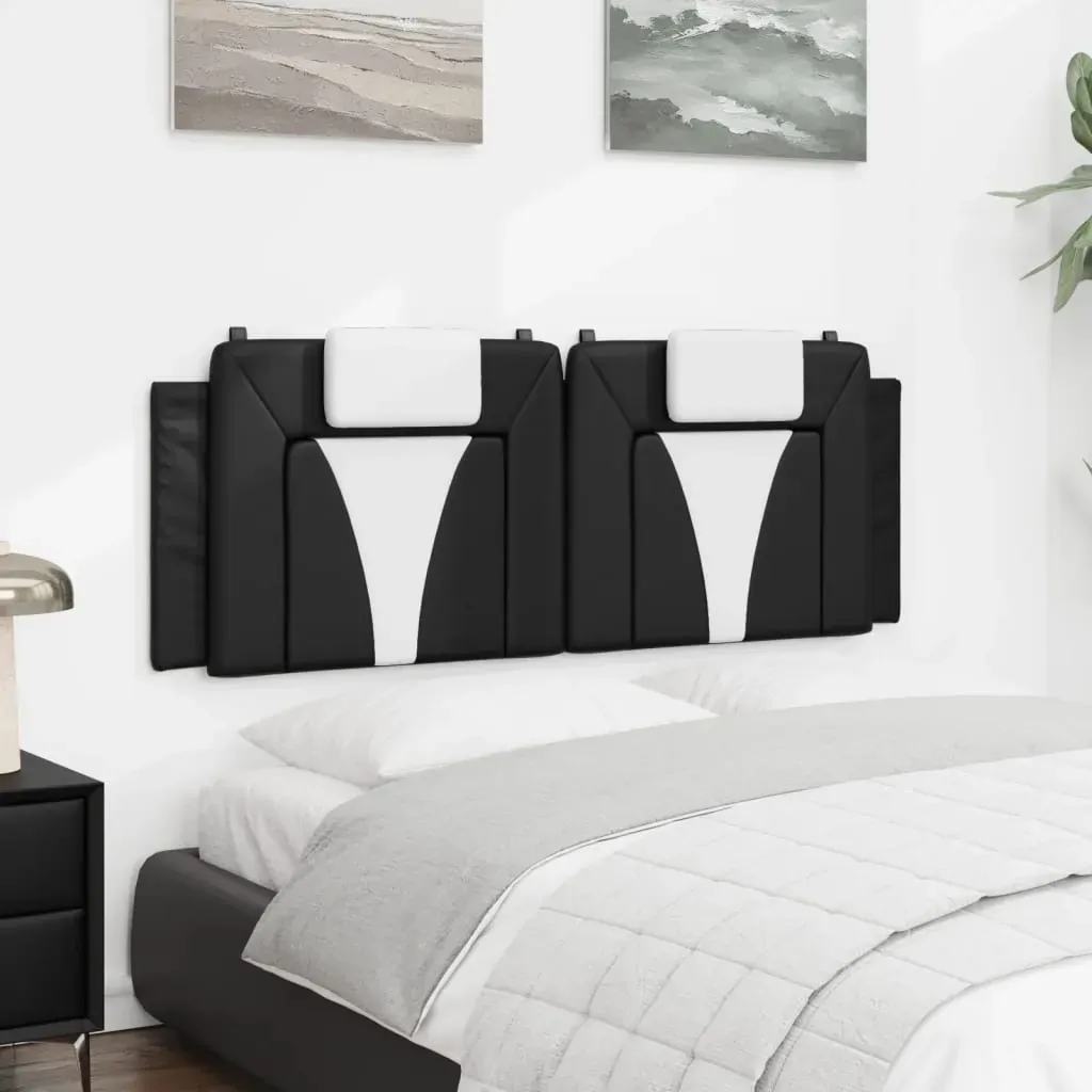 Headboard Cushion "Viana" Black and White 137 cm Double Faux Leather Price