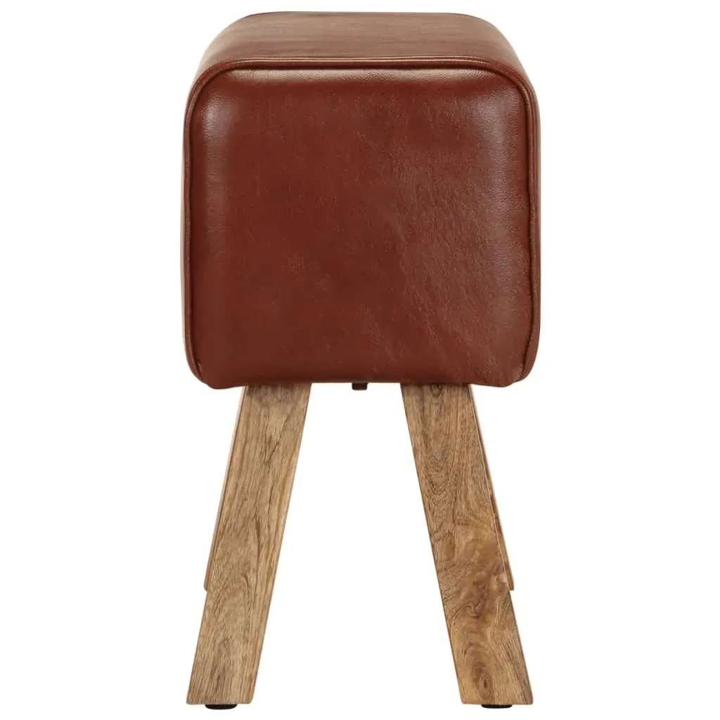 Gym Bok Bench 58 cm Brown Real Leather and Solid Mango Wood Price