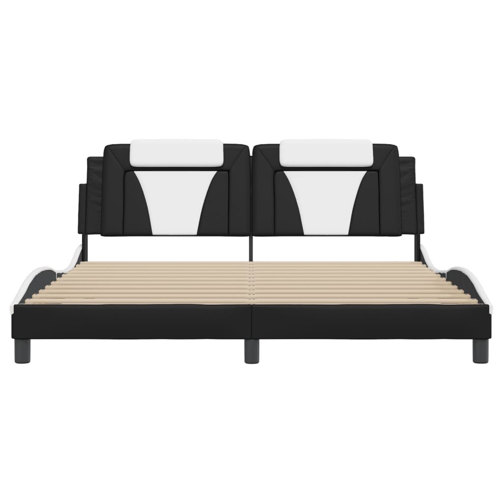 Bed Frame without Mattress Black and White 183x203 cm King Faux Leather Price