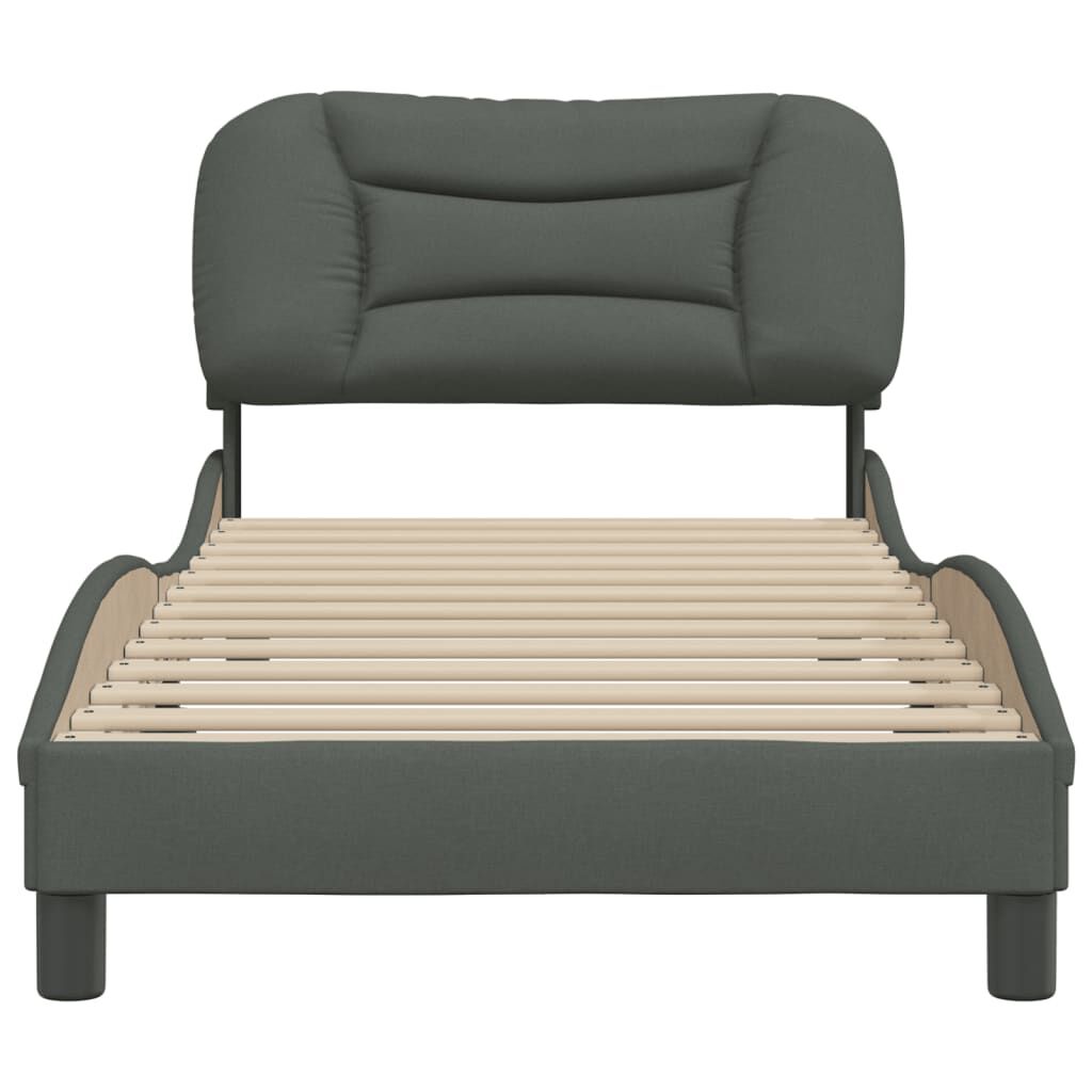 Bed Frame without Mattress Dark Grey 90x190 cm Fabric Price
