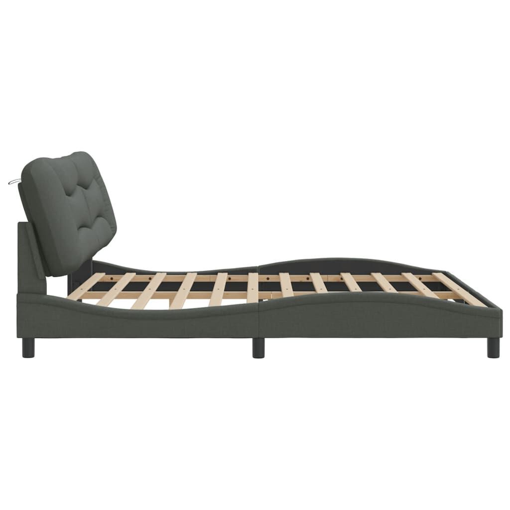 Bed Frame without Mattress Dark Grey 183x203 cm King Fabric Price