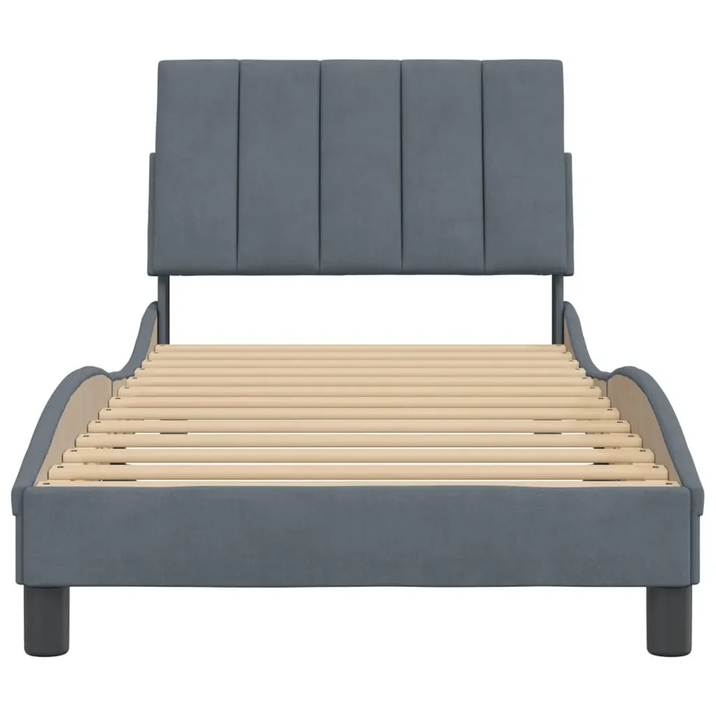 Bed Frame without Mattress "Hanko" Dark Grey 90x190 cm Velvet Price