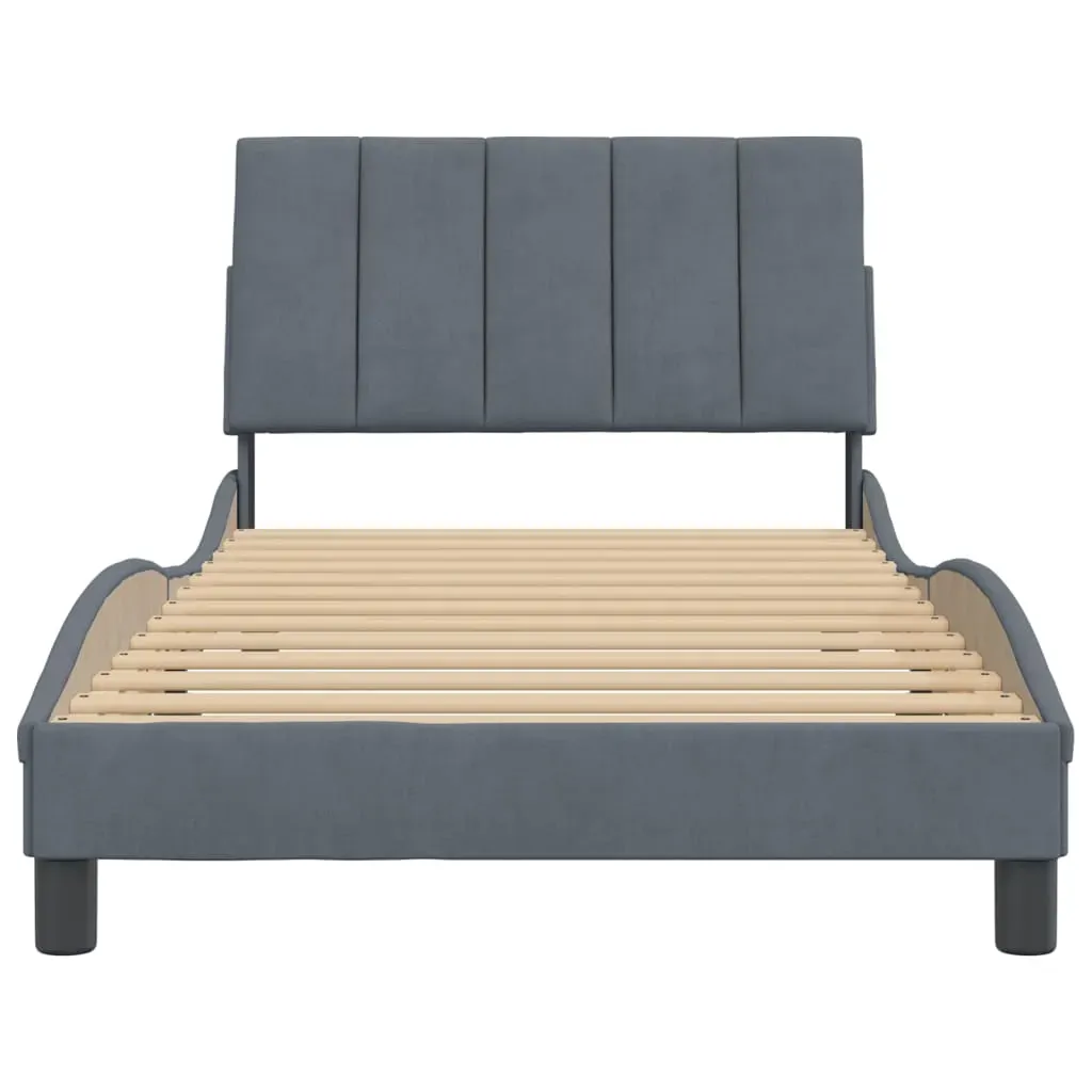 Bed Frame without Mattress "Hankor" Dark Grey 107x203 cm King Single Velvet Price