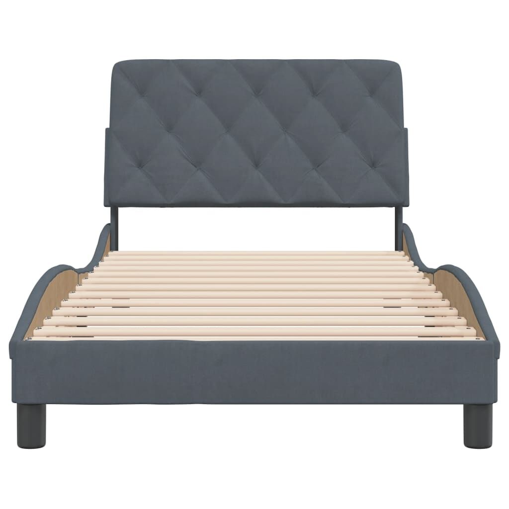 Bed Frame without Mattress Dark Grey 107x203 cm King Single Velvet Price