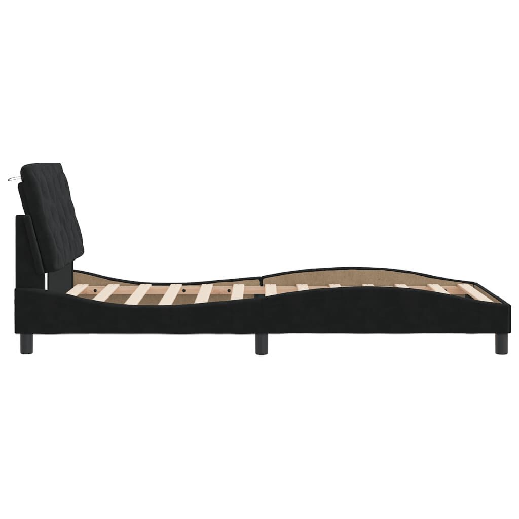 Bed Frame without Mattress Black 107x203 cm King Single Velvet Price