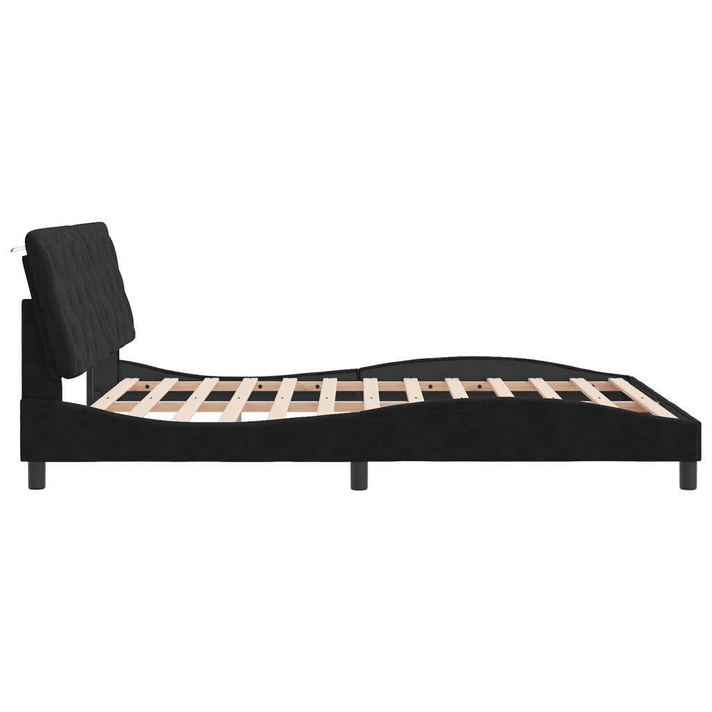 Bed Frame without Mattress Black 152x203 cm Queen Velvet Price