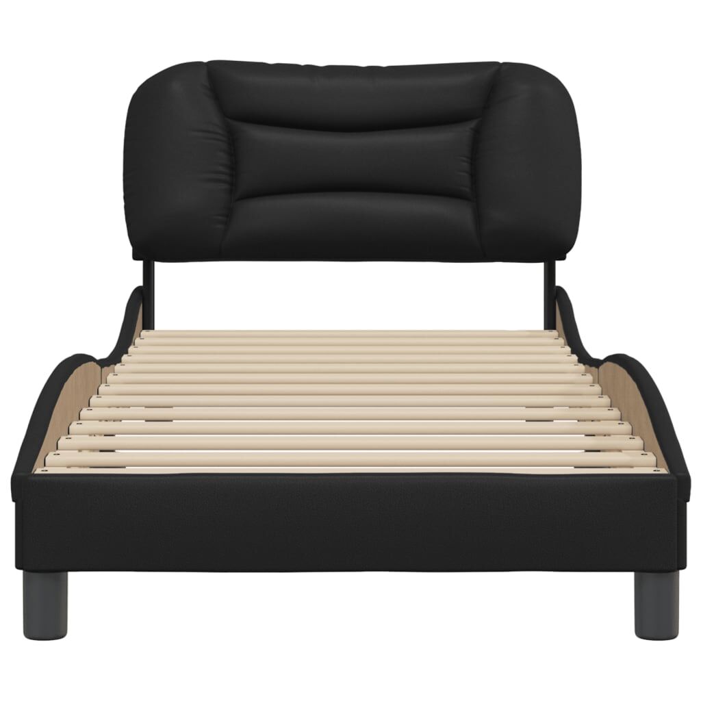 Bed Frame without Mattress Black 90x190 cm Faux Leather Price