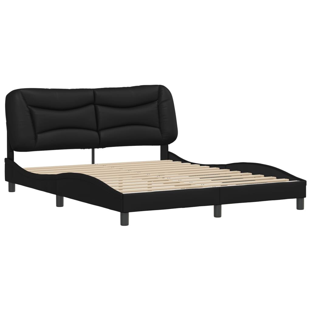 Bed Frame without Mattress Black 152x203 cm Queen Faux Leather Price