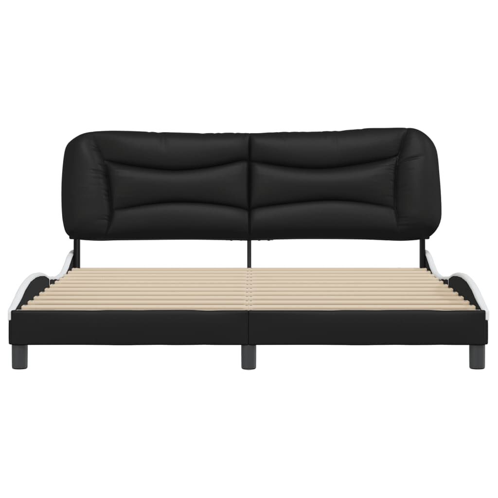 Bed Frame without Mattress Black and White 183x203 cm King Faux Leather Price