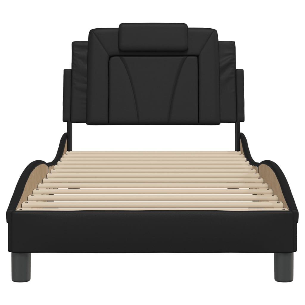 Bed Frame without Mattress Black 90x190 cm Faux Leather Price