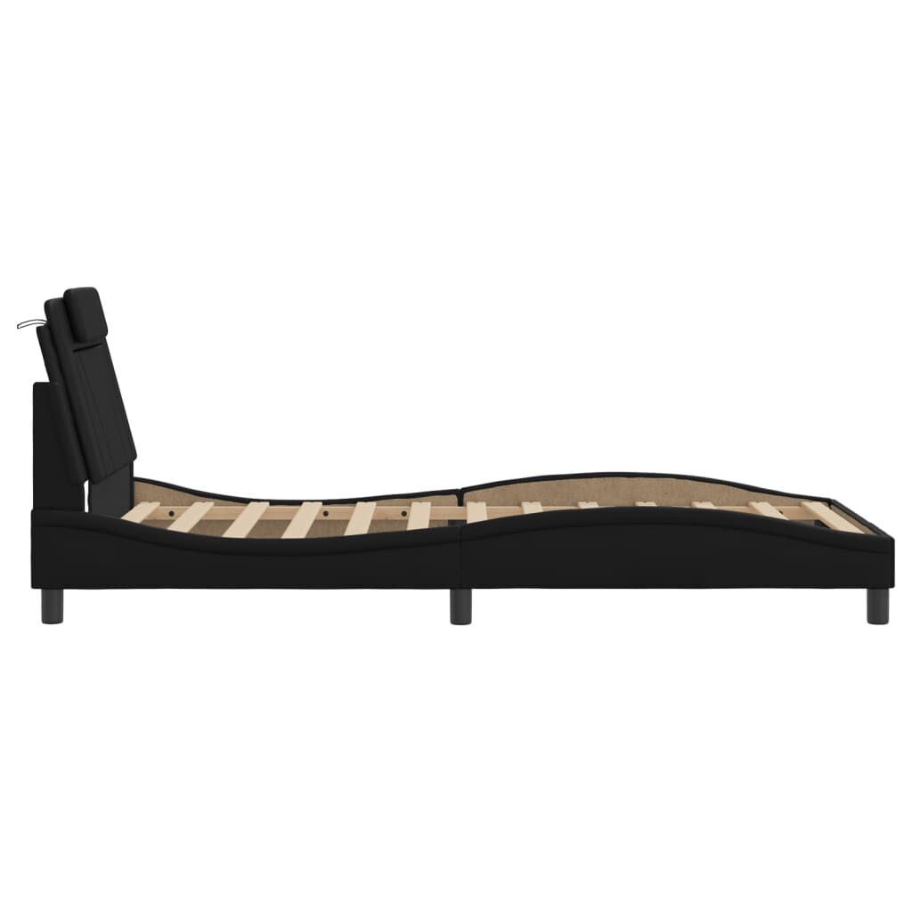 Bed Frame without Mattress Black 107x203 cm King Single Faux Leather Price