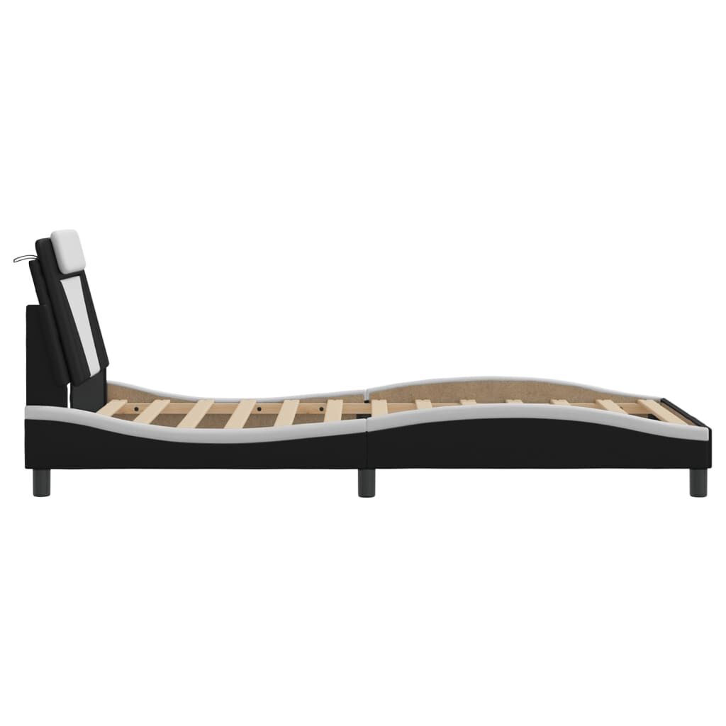 Bed Frame without Mattress Black and White 107x203 cm King Single Faux Leather Price