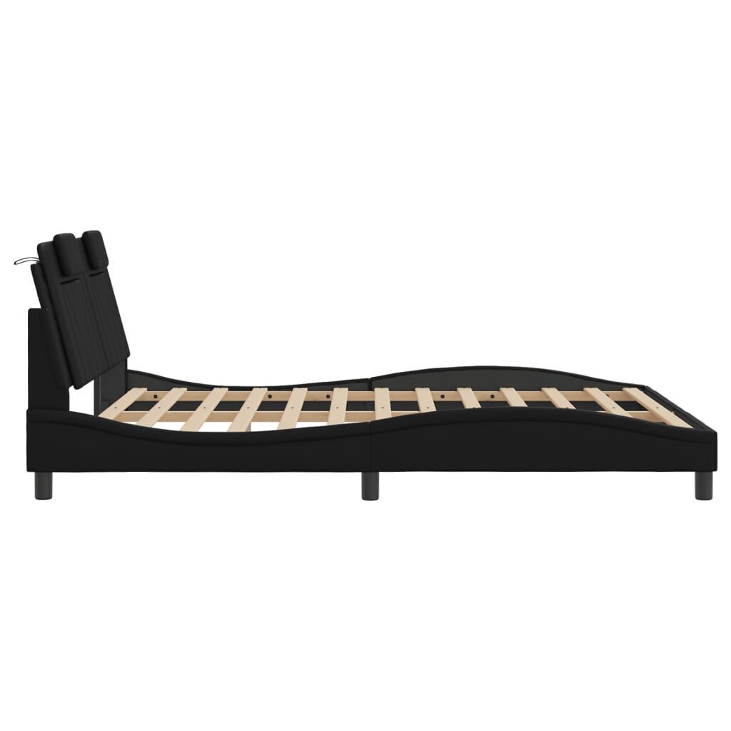 Bed Frame without Mattress Black 152x203 cm Queen Faux Leather Price