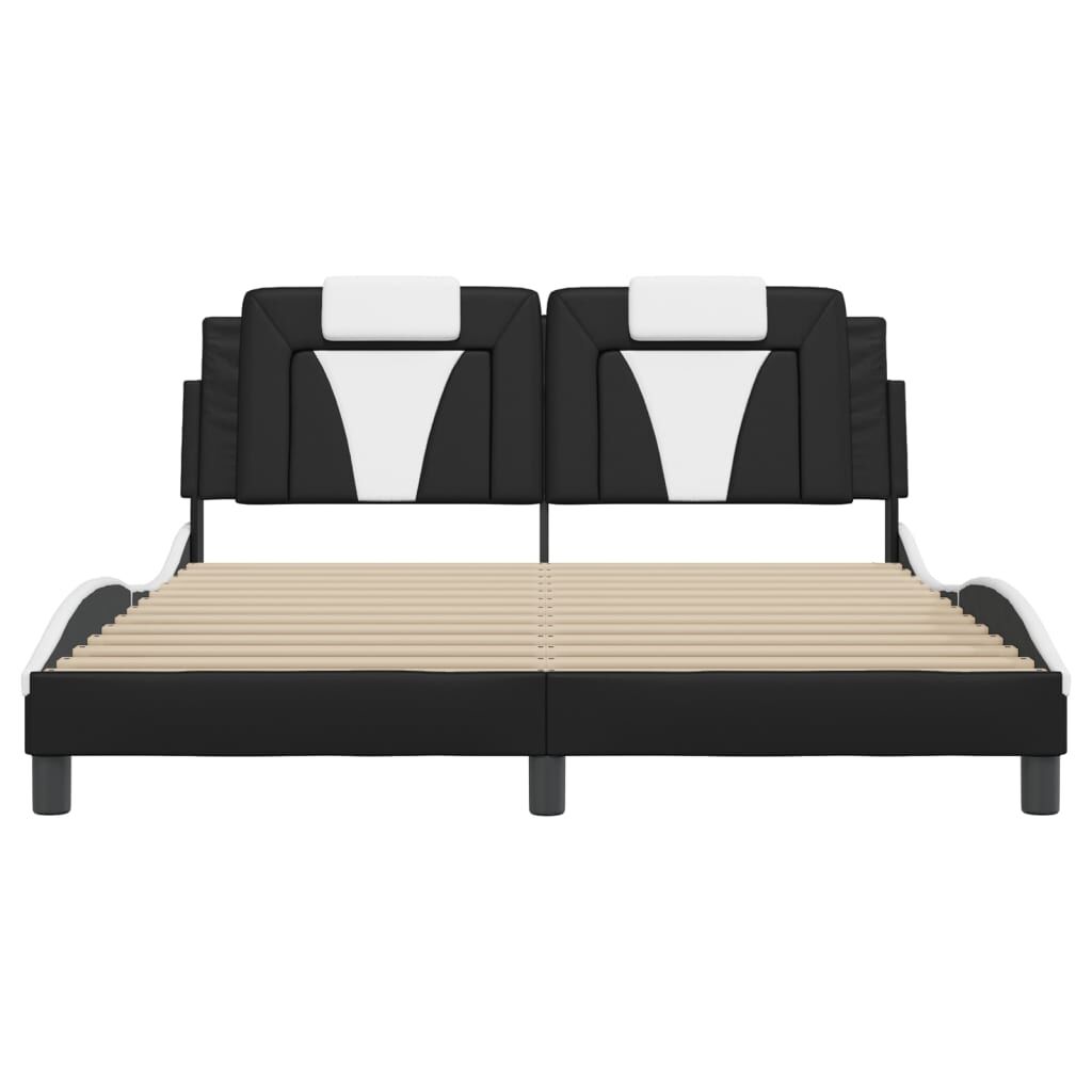 Bed Frame without Mattress Black and White 152x203 cm Queen Faux Leather Price