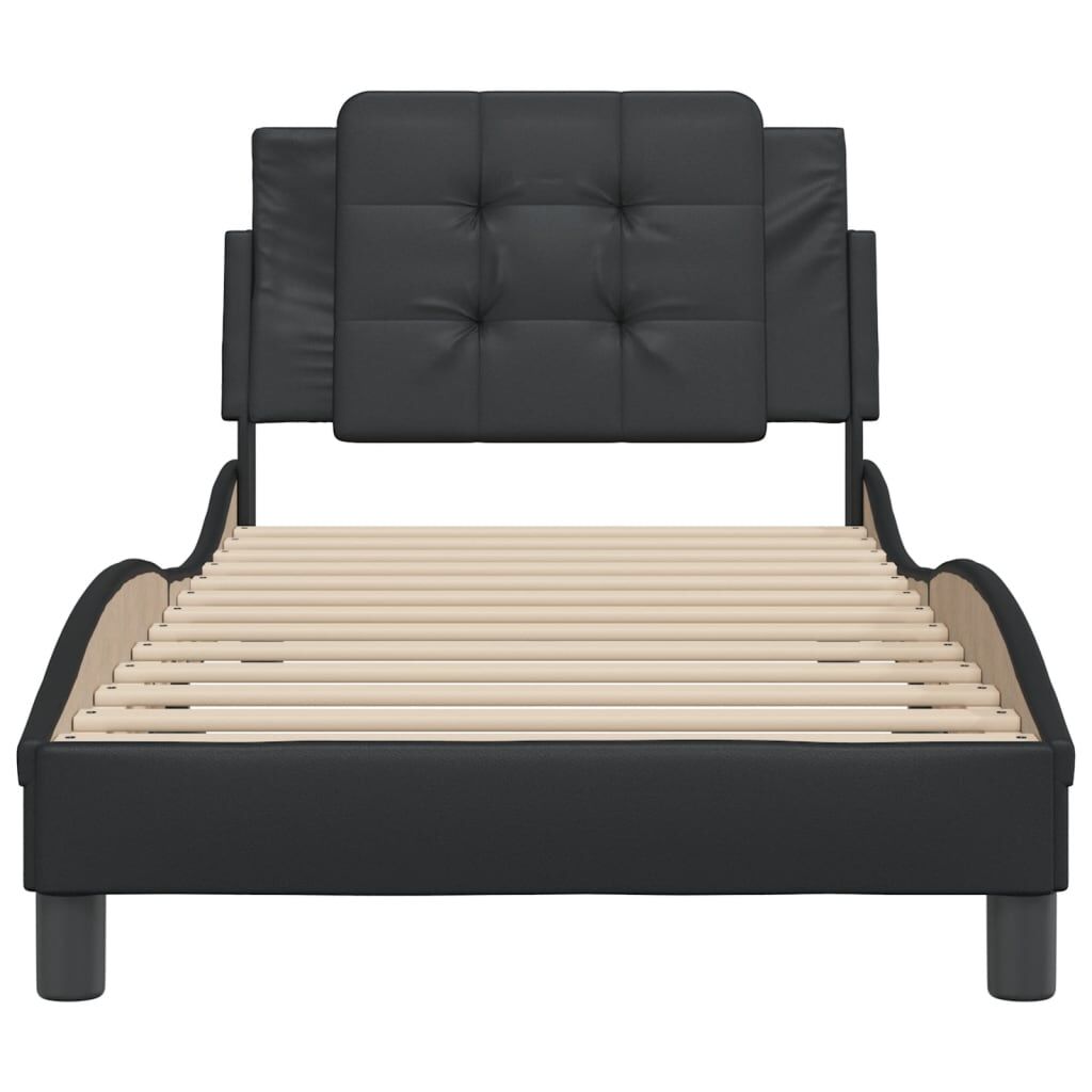 Bed Frame without Mattress Black 90x190 cm Faux Leather Price