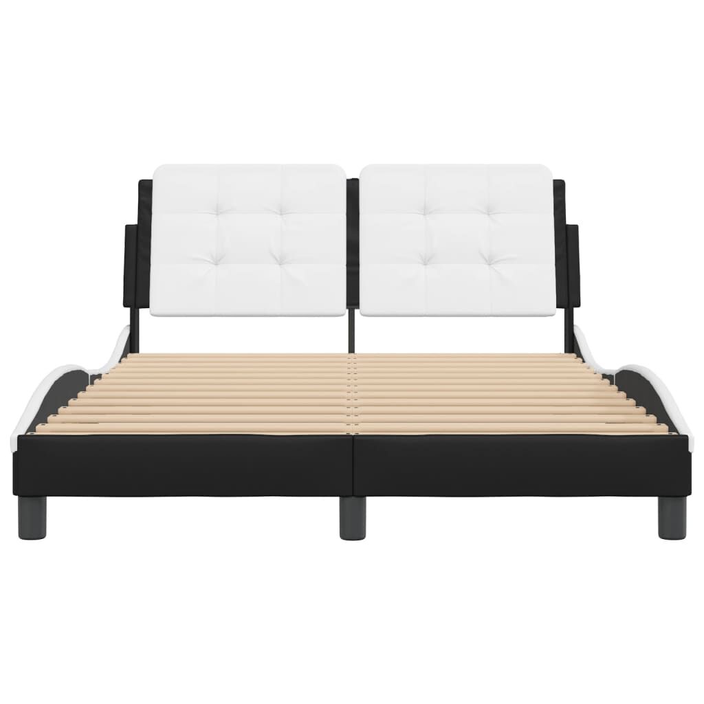 Bed Frame without Mattress Black and White 137x187 cm Double Faux Leather Price