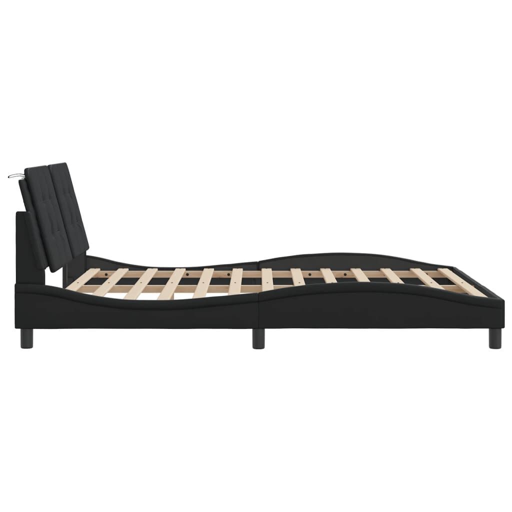 Bed Frame without Mattress Black 152x203 cm Queen Faux Leather Price