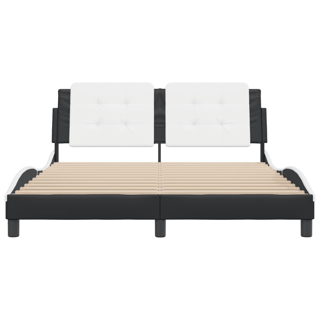Bed Frame without Mattress Black and White 152x203 cm Queen Faux Leather Price